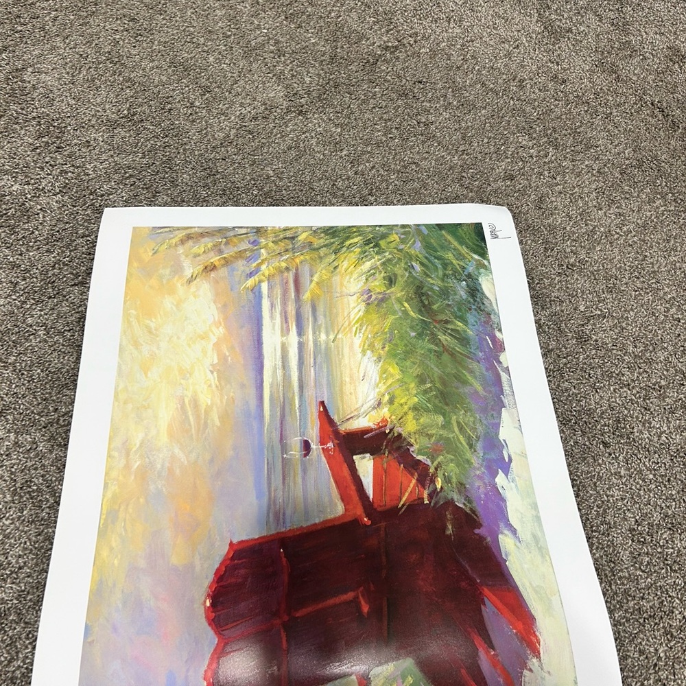 Dynamic Red and Green Abstract Art Print